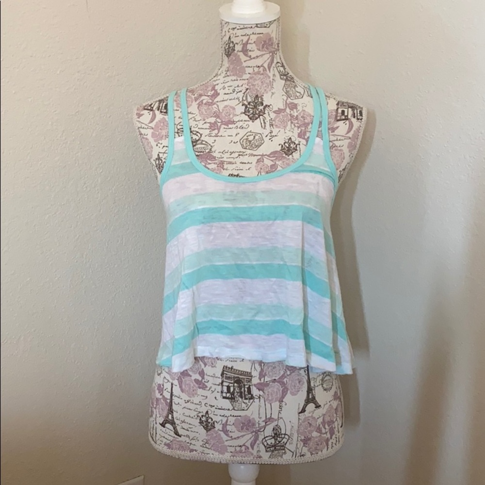 Hollister Teal & White Juniors Crop Tank